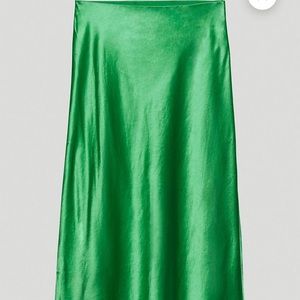 Green Satin Skirt